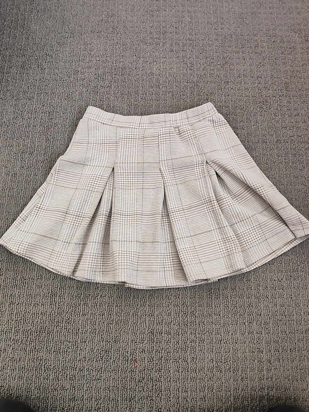 Papermoon Beige Plaid Pleated Mini Skirt